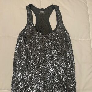 Sequin grey Express tank top